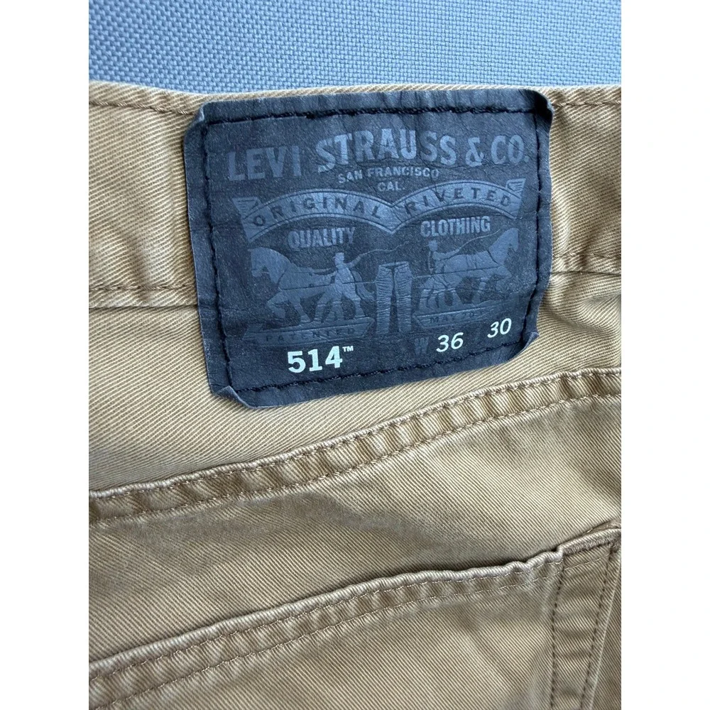 Levi's 514 Straight Fit Pants Mens Tan Khaki‎ WaterLess 34x29